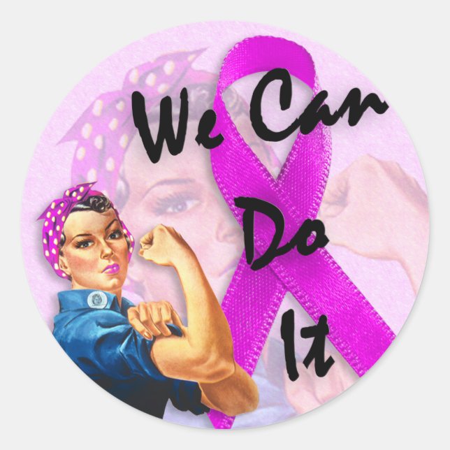 Breast Cancer Awareness Month, Rosie the Riveter Classic Round Sticker (Front)
