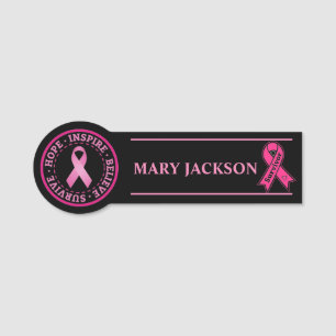Breast cancer awareness name tag