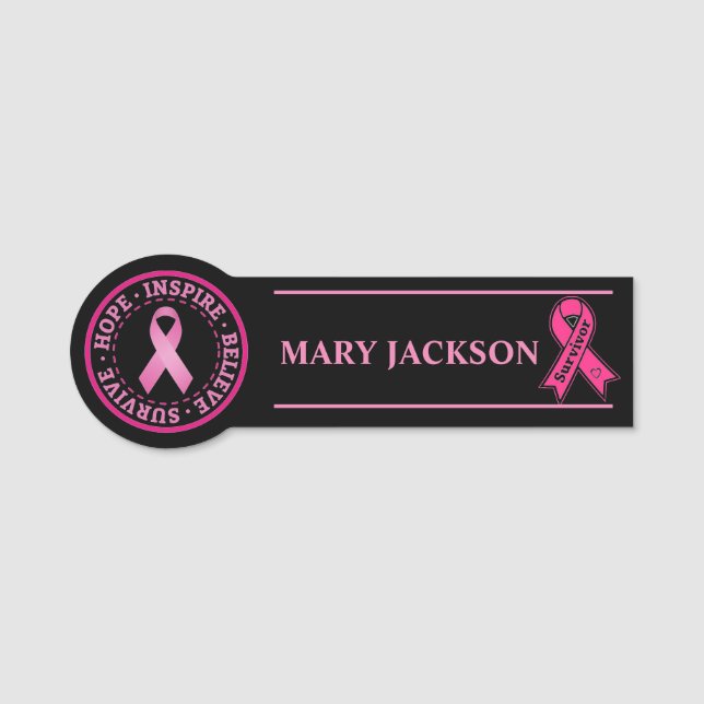 Breast cancer  awareness name tag (Front)
