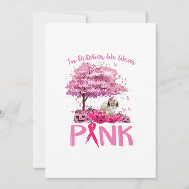 Breast Cancer Awareness October We Wear Pink With Holiday Card (Front)