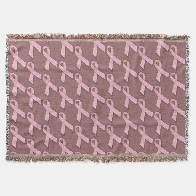 Breast Cancer Awareness Pattern Throw Blanket (Front)