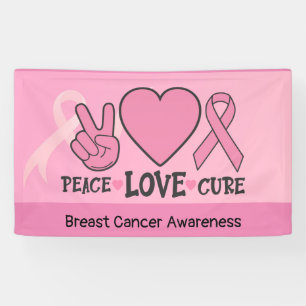 Breast Cancer Awareness Peace Love Cure Pink Banner