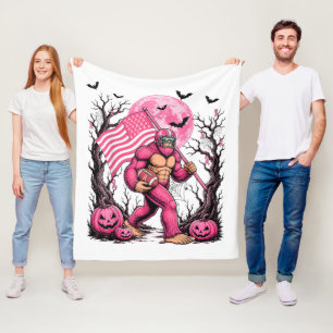 Breast Cancer Awareness Pink Bigfoot Football Fleece Blanket