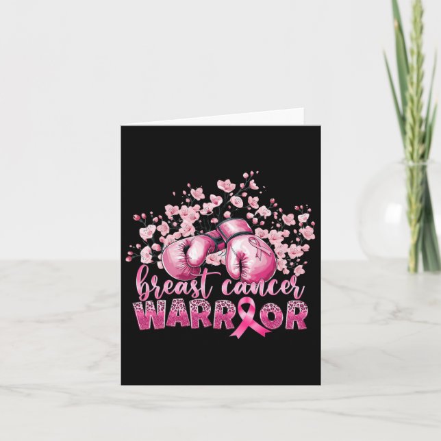 Breast Cancer Awareness Pink Boxing Gloves Warrior Card