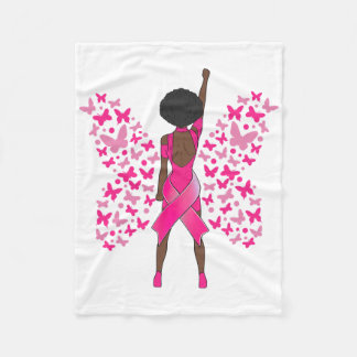 Breast Cancer Awareness Pink Butterflies African A Fleece Blanket