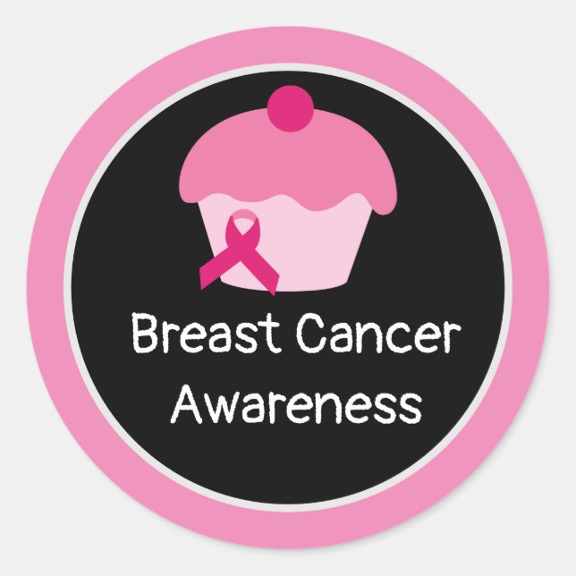 Breast Cancer Awareness  Pink  Cup Cake Classic Round Sticker (Front)