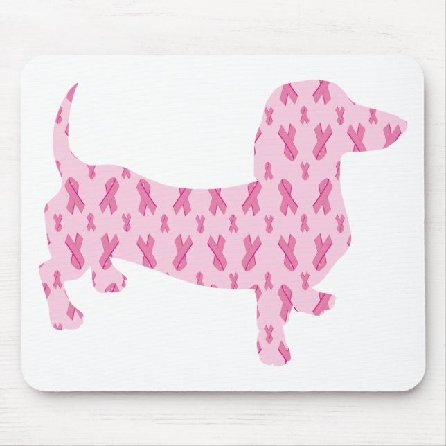 Breast Cancer Awareness Pink Dachshund Mouse Pad (Front)