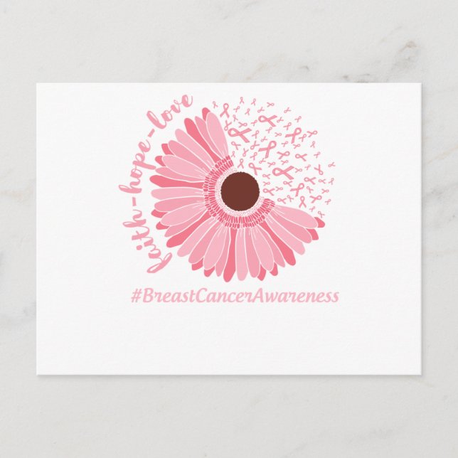 Breast Cancer Awareness Pink Flower Invitation Postcard (Front)
