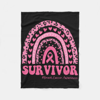 Breast Cancer Awareness Pink Rainbow Breast Cancer Fleece Blanket