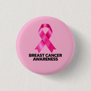 Breast Cancer Awareness Pink Ribbon 1 Inch Round Button