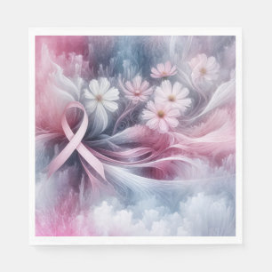 Breast Cancer Awareness Pink Ribbon Abstract Napkin