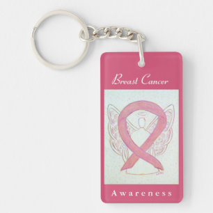 Breast Cancer Awareness Pink Ribbon Angel Keychain