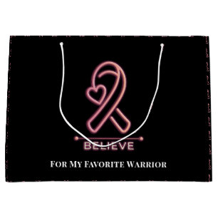 Breast Cancer Awareness / Pink Ribbon Believe Large Gift Bag
