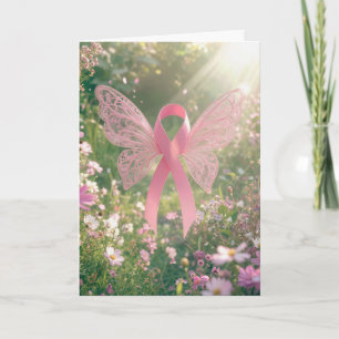 Breast Cancer Awareness Pink Ribbon Butterfly  Card