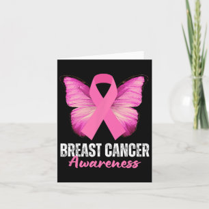 Breast Cancer Awareness Pink Ribbon Butterfly  Card