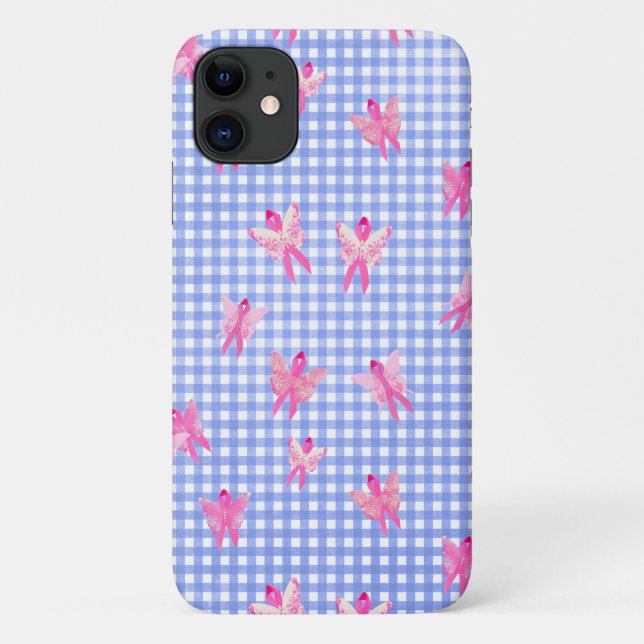Breast Cancer Awareness pink ribbon butterfly Case-Mate iPhone Case (Back)