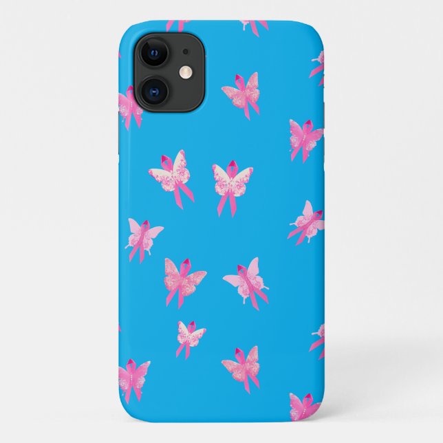 Breast Cancer Awareness pink ribbon butterfly Case-Mate iPhone Case (Back)