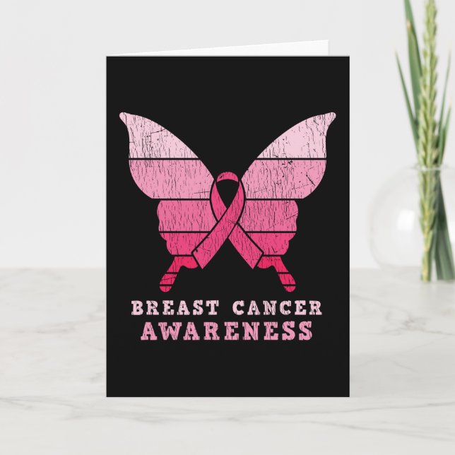 Breast Cancer Awareness Pink Ribbon Butterfly Gift Card (Front)