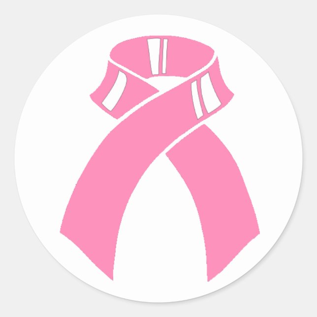 Breast Cancer Awareness pink ribbon Classic Round Sticker (Front)