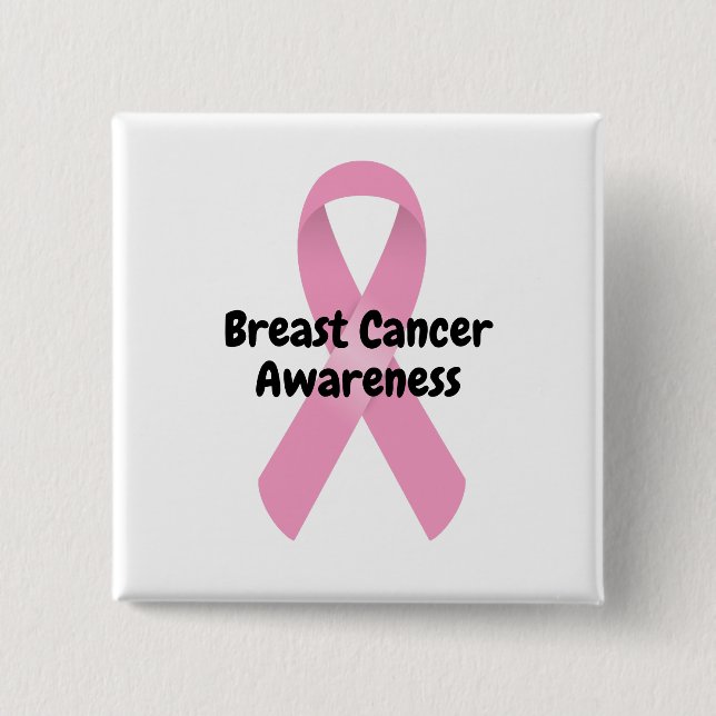 Breast cancer Awareness Pink Ribbon Custom Message 2 Inch Square Button (Front)