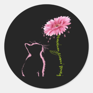 Breast Cancer Awareness Pink Ribbon Daisy Flower C Classic Round Sticker