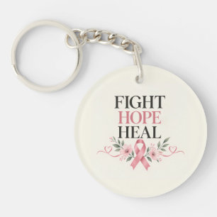 Breast Cancer Awareness Pink Ribbon Fight Hope Keychain