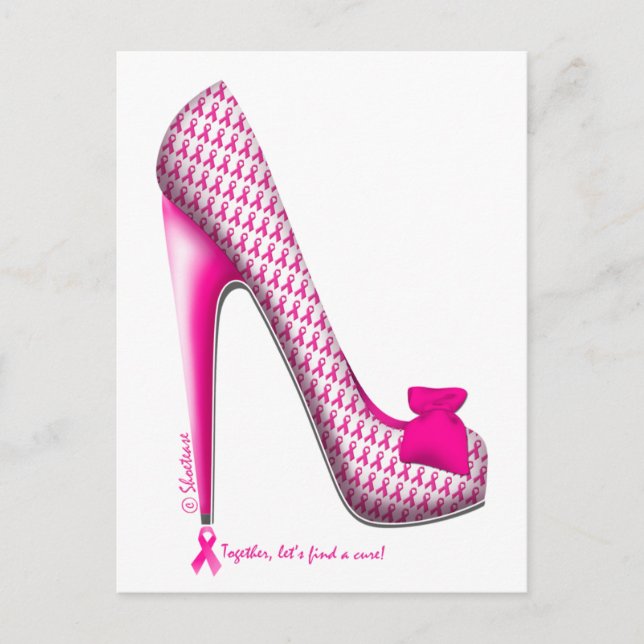 Breast Cancer Awareness Pink Ribbon Heel Postcard (Front)