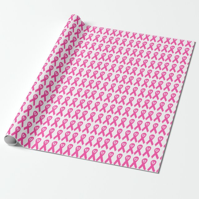 Breast Cancer Awareness pink ribbon HOPE design. Wrapping Paper (Unrolled)