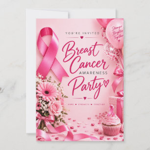 Breast Cancer Awareness Pink Ribbon Invitation
