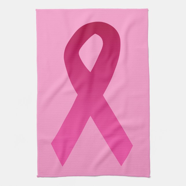 Breast cancer awareness pink ribbon kitchen towel (Vertical)