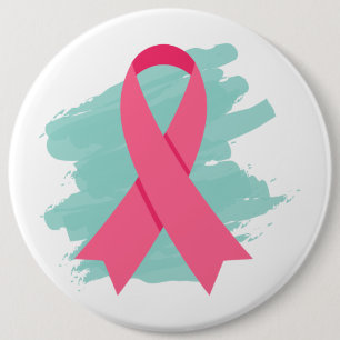 Breast Cancer Awareness Pink Ribbon Logo 6 Inch Round Button