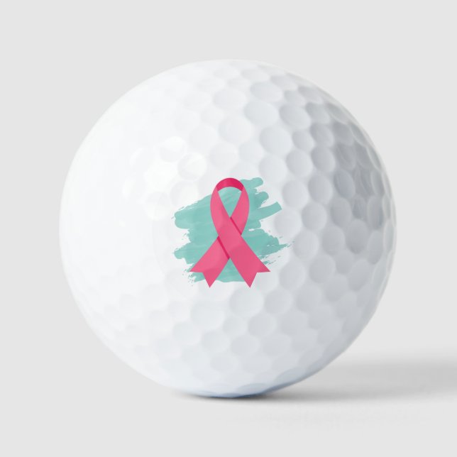 Breast Cancer Awareness Pink Ribbon Logo Golf Balls (Front)