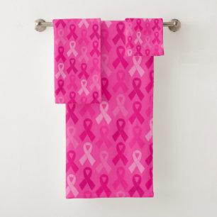 Breast Cancer Awareness Pink Ribbon Pattern Bath Towel Set