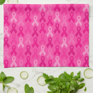 Breast Cancer Awareness Pink Ribbon Pattern Kitchen Towel
