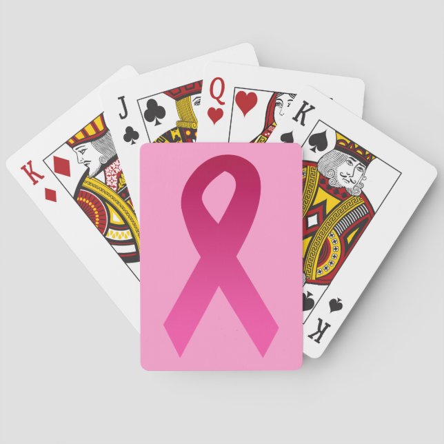 Breast cancer awareness pink ribbon playing cards (Back)