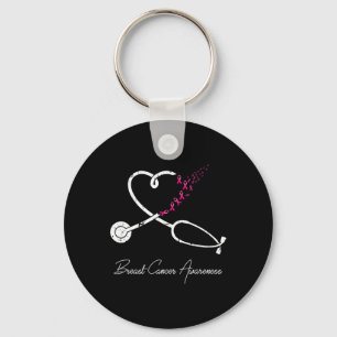 Breast Cancer Awareness Pink Ribbon Stethoscope He Keychain