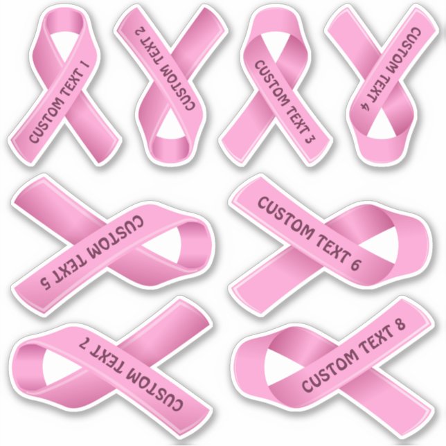 Breast Cancer Awareness Pink Ribbon Sticker Set (Front)