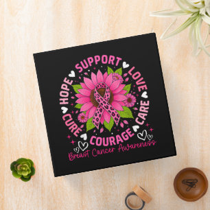 Breast Cancer Awareness Pink Ribbon Sunflower Hope Binder