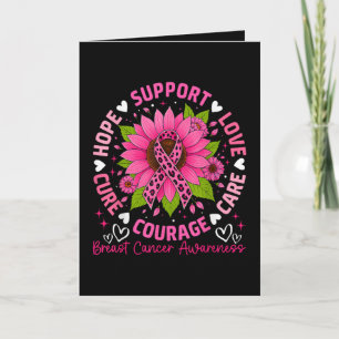 Breast Cancer Awareness Pink Ribbon Sunflower Hope Holiday Card