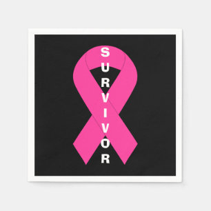 Breast Cancer Awareness Pink Ribbon Survivor Napkin