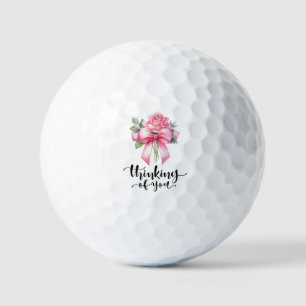 Breast Cancer Awareness Pink ribbon thinking Golf Balls