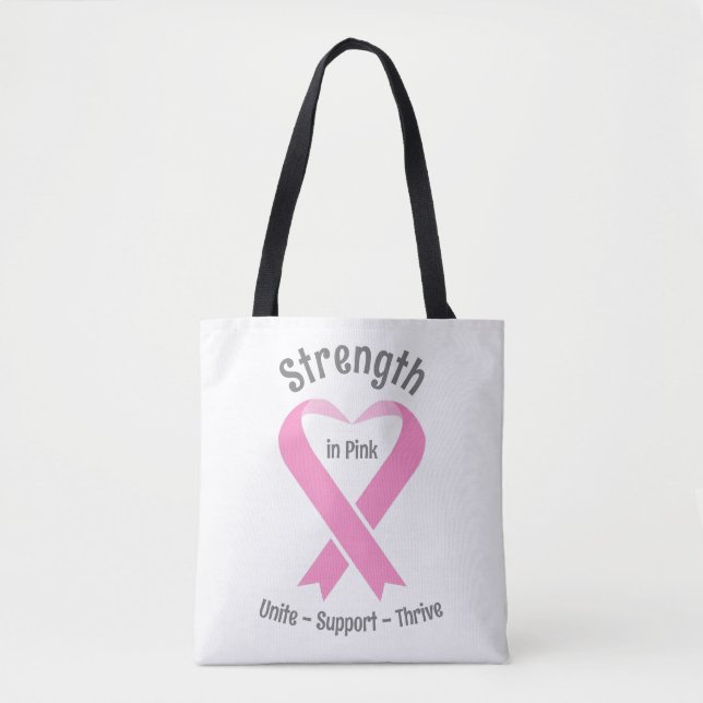 Breast Cancer Awareness Pink Ribbon Tote Bag (Front)