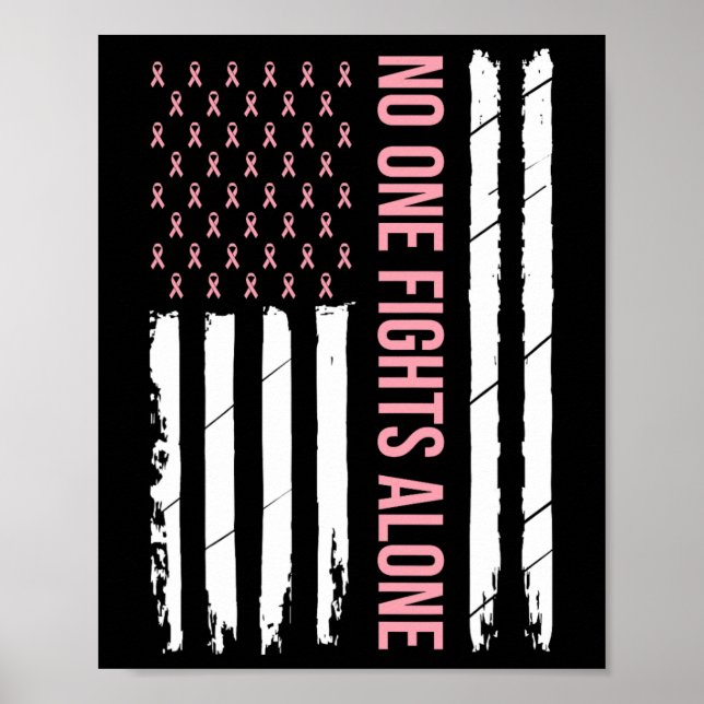 Breast Cancer Awareness Pink Ribbon Usa American F Poster (Front)