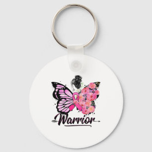 Breast Cancer Awareness Pink Ribbons Butterfly Keychain