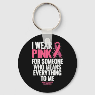 Breast Cancer Awareness Pink Ribbons In October We Keychain