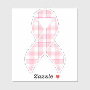 Breast Cancer Awareness Plaid Ribbon Pink