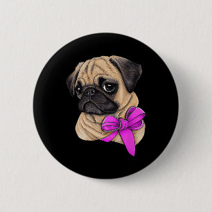 Breast Cancer Awareness Pug Breast Cancer Month 2 Inch Round Button