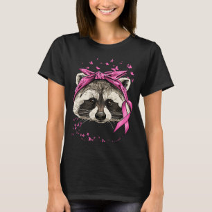 Breast Cancer Awareness Raccoon Pink Ribbon Cancer T-Shirt