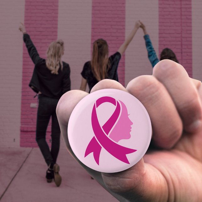 Breast Cancer Awareness Ribbon 1 Inch Round Button (Creator Uploaded)