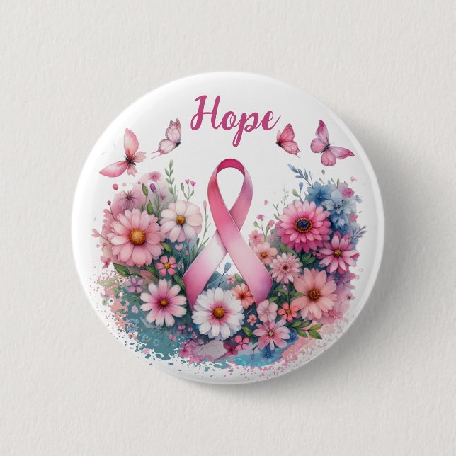 Breast Cancer Awareness Ribbon 2 Inch Round Button (Front)